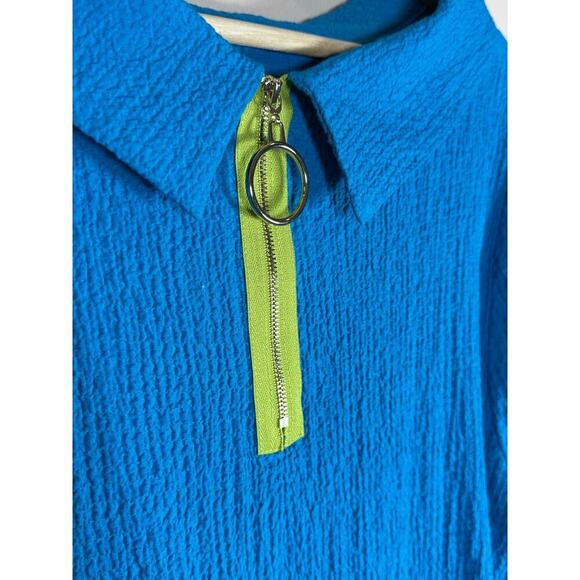 IC Collection Plus Size Lime Ruffle Sleeves Cowl Neck Tunic Top Turquoise XL - Picture 6 of 10